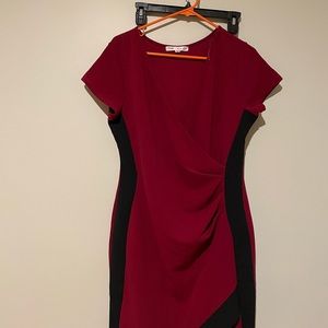 Red-maroon and black dress